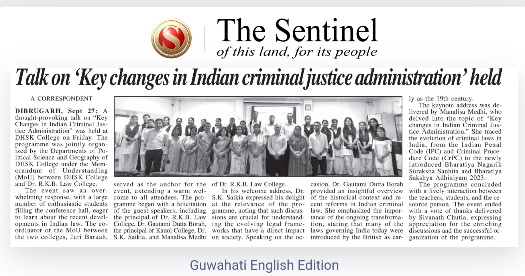 Key Changes in Indian Criminal Administration of Justice, 27/9/2024