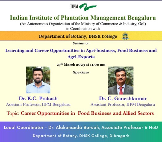 Seminar on
“Learning and Career Opportunities in Agri-business, Food Business and Agri-Exports”